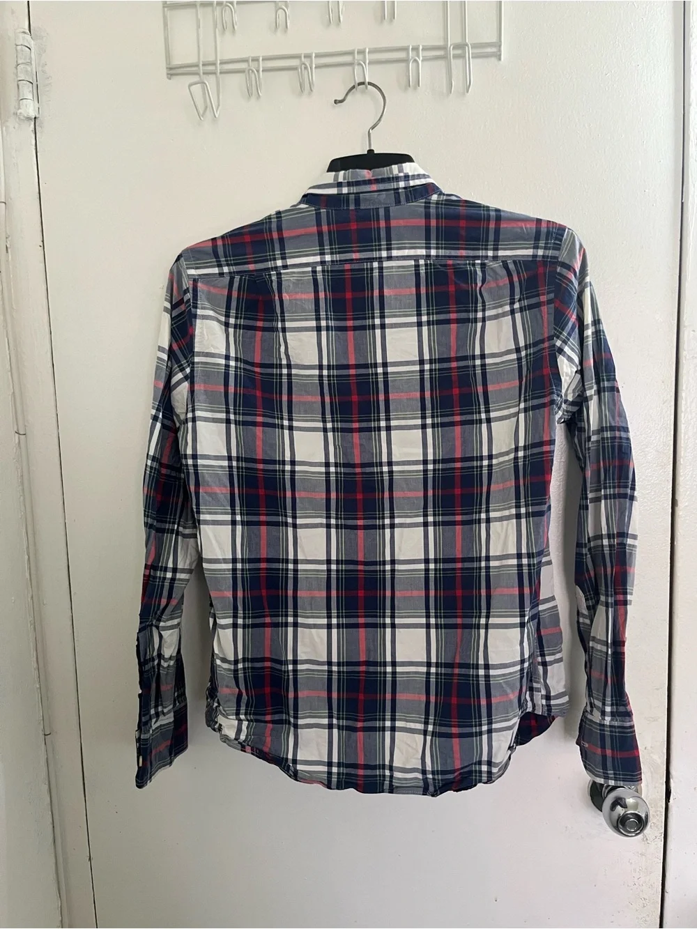 J. Crew Plaid Button-Down Shirt in Navy, White & Red